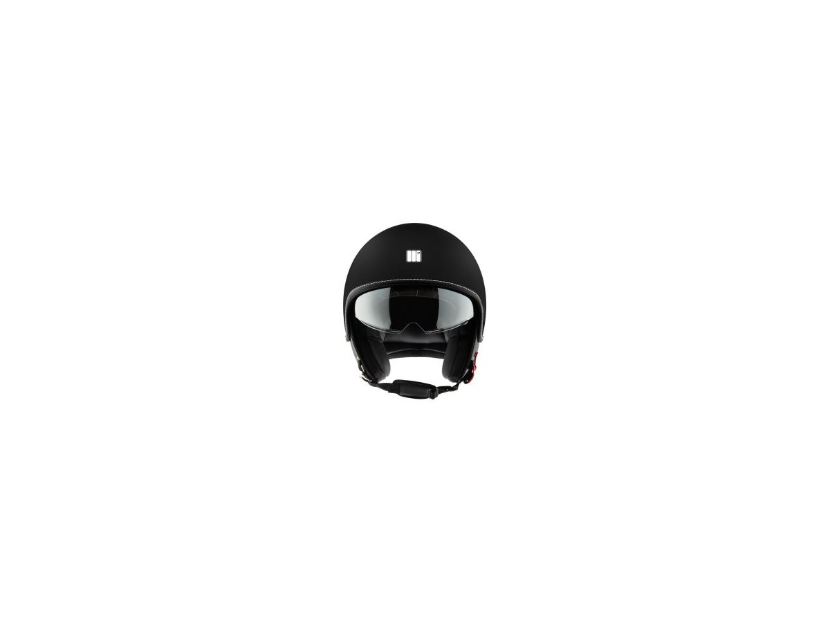 Casco jet Motocubo nero su sfondo bianco